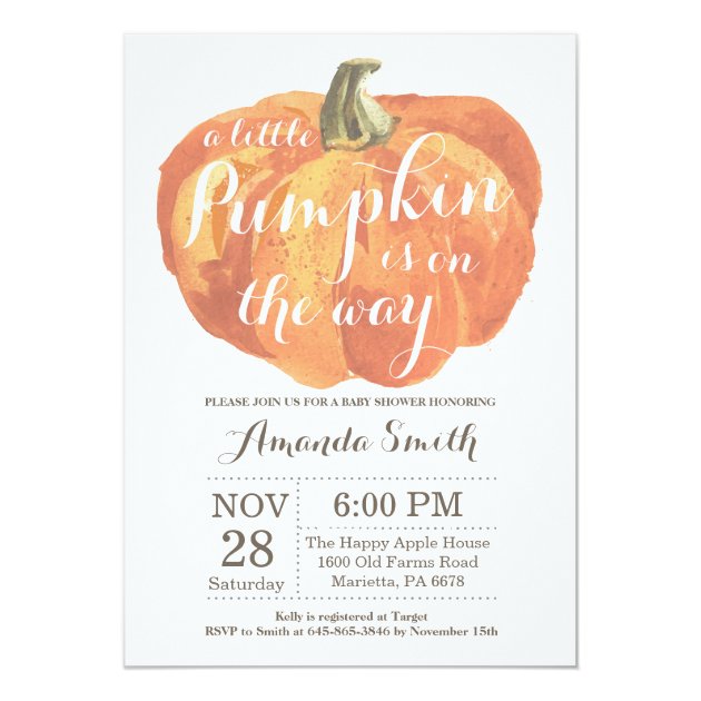 Pumpkin Fall Baby Shower Invitation