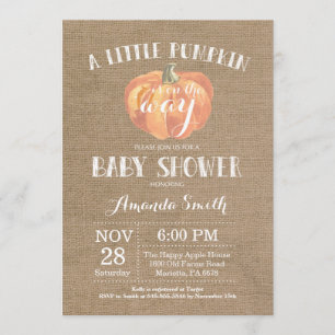Pumpkin Fall Baby Shower Invitation Burlap
