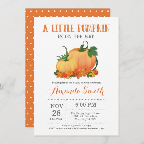 Pumpkin Fall Baby Shower Invitation Card