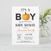 Pumpkin Fall Baby Shower Invitation Card (Standing Front)