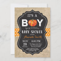 Pumpkin Fall Baby Shower Invitation Card Burlap