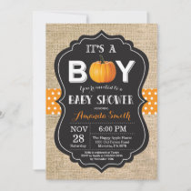 Pumpkin Fall Baby Shower Invitation Card Burlap