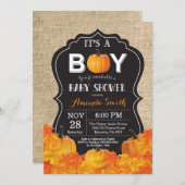 Pumpkin Fall Baby Shower Invitation Card Burlap (Front/Back)