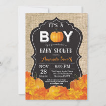 Pumpkin Fall Baby Shower Invitation Card Burlap