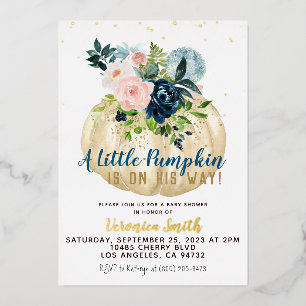 Pumpkin Fall Baby Shower Invitation Foil Invitation