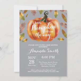 Pumpkin Fall Baby Shower Invitation Gray