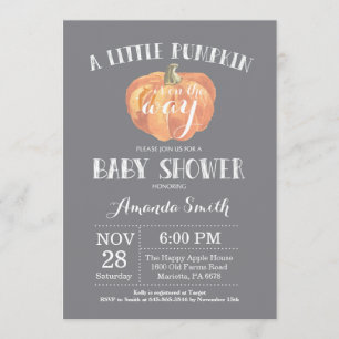Pumpkin Fall Baby Shower Invitation Gray