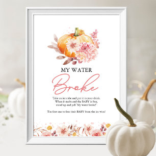Pumpkin Fall Baby Shower My Water Broke Game Poster