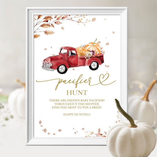 Pumpkin Fall Baby Shower Pacifier Hunt Sign (Creator Uploaded)