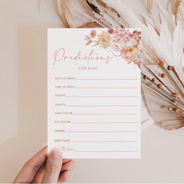 Pumpkin Fall Baby Shower Predictions Game Card (Predictions for baby | Fall Baby Shower)