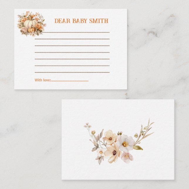 Pumpkin Fall Baby Shower Small Time Capsule Card (Front/Back)