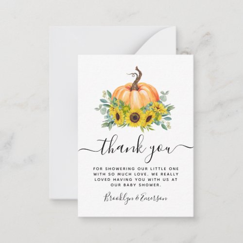 Pumpkin Fall Baby Shower Thank You Note Card
