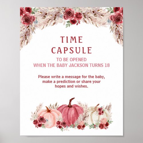 Pumpkin Fall Baby Shower Time Capsule Sign
