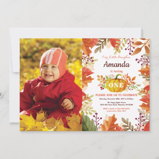 Pumpkin Fall Birthday Invitation (Front)