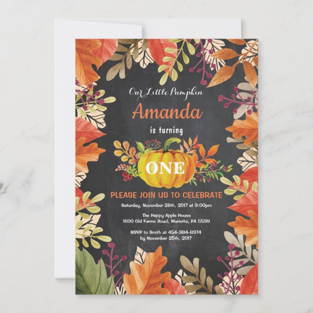 Pumpkin Fall Birthday Invitation (Front)