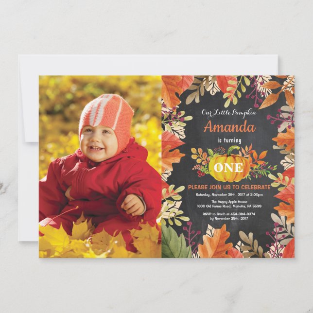Pumpkin Fall Birthday Invitation (Front)