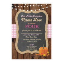 Pumpkin Fall Birthday Party ANY Age Girl's Invite
