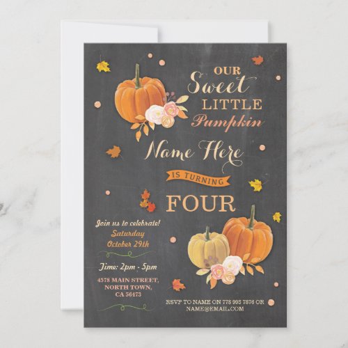 Pumpkin Fall Birthday Party ANY Age Invitation