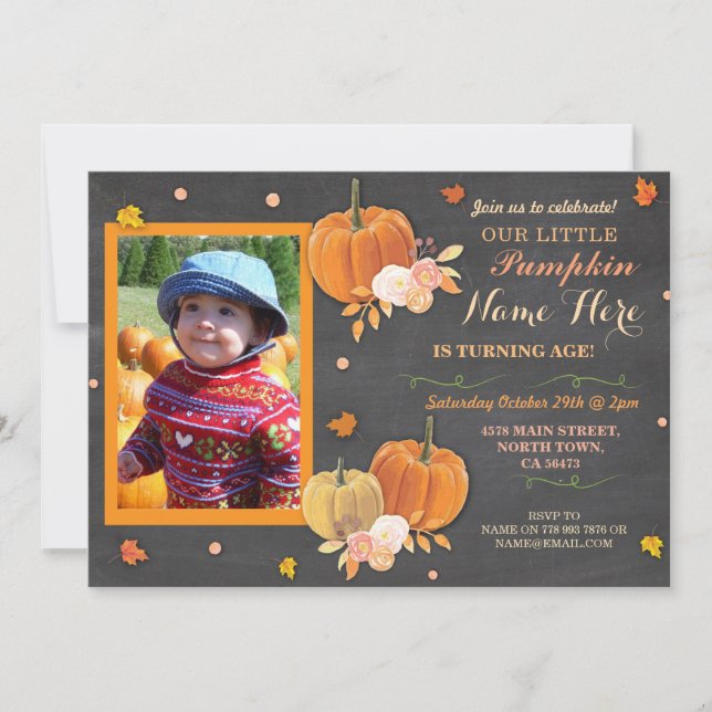 Pumpkin Fall Birthday Party ANY Age Invite (Front)