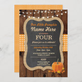 Pumpkin Fall Birthday Party ANY Age Wood Invite (Front/Back)