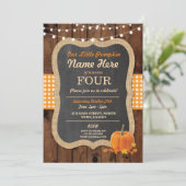 Pumpkin Fall Birthday Party ANY Age Wood Invite (Standing Front)