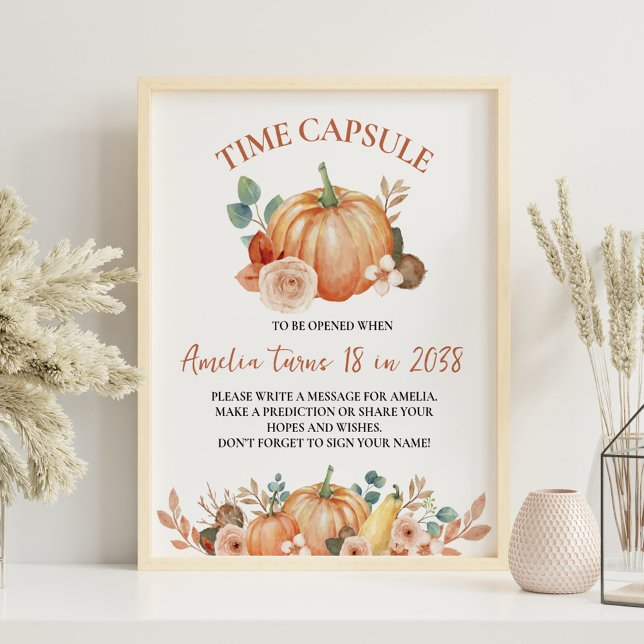 Pumpkin Fall Birthday Party Time Capsule Sign (Creator Uploaded)