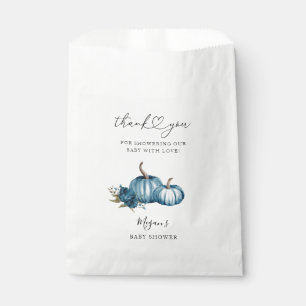 Pumpkin Fall Blue Flower Baby Shower Favor Bag