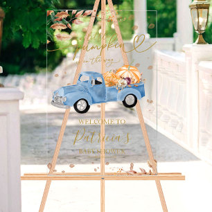 Pumpkin Fall Boy Baby Shower Acrylic Welcome Sign