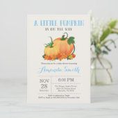 Pumpkin Fall Boy Baby Shower Invitation Card (Standing Front)