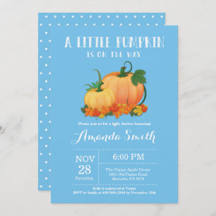 Pumpkin Fall Boy Baby Shower Invitation Card