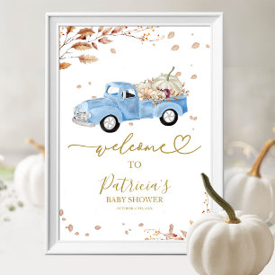 Pumpkin Fall Boy Baby Shower Welcome Sign