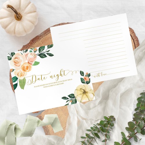 Pumpkin Fall Bridal Shower Date Night Cards