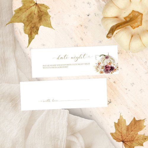 Pumpkin Fall Bridal Shower Date Night Cards