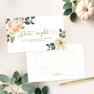 Pumpkin Fall Bridal Shower Date Night Cards