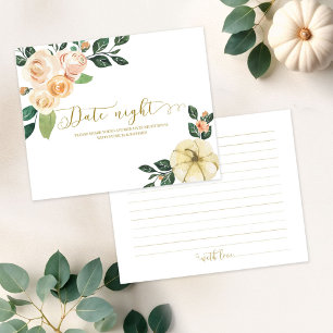 Pumpkin Fall Bridal Shower Date Night Cards