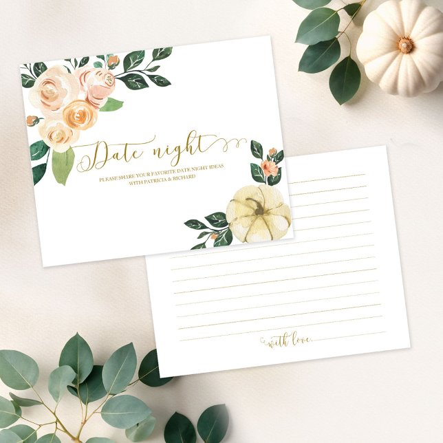 Pumpkin Fall Bridal Shower Date Night Cards (Creator Uploaded)