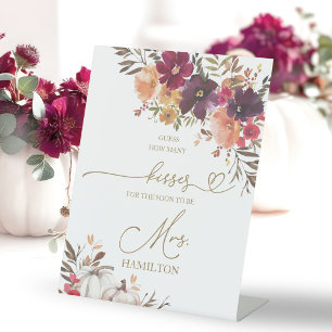 Pumpkin Fall Bridal Shower How Many Kisses Sign