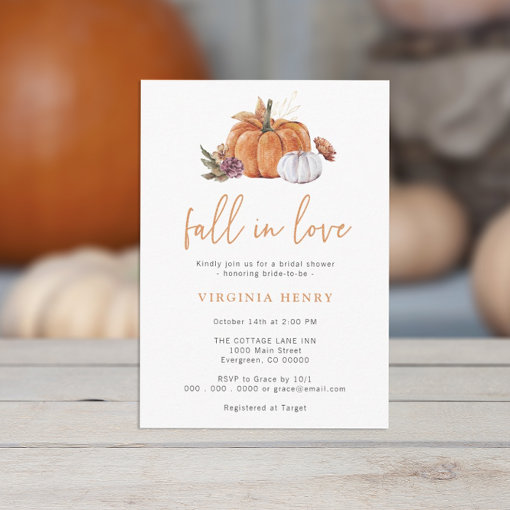 Pumpkin Fall Bridal Shower Invitation | Zazzle