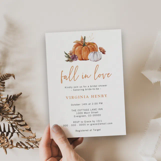 Pumpkin Fall Bridal Shower Invitation Zazzle