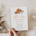 Pumpkin Fall Bridal Shower Invitation<br><div class="desc">This cute and stylish Fall In Love pumpkin bridal shower invitation features beautiful watercolor burnt orange and white pumpkins and autumn florals with a matching floral pattern on the back.</div>