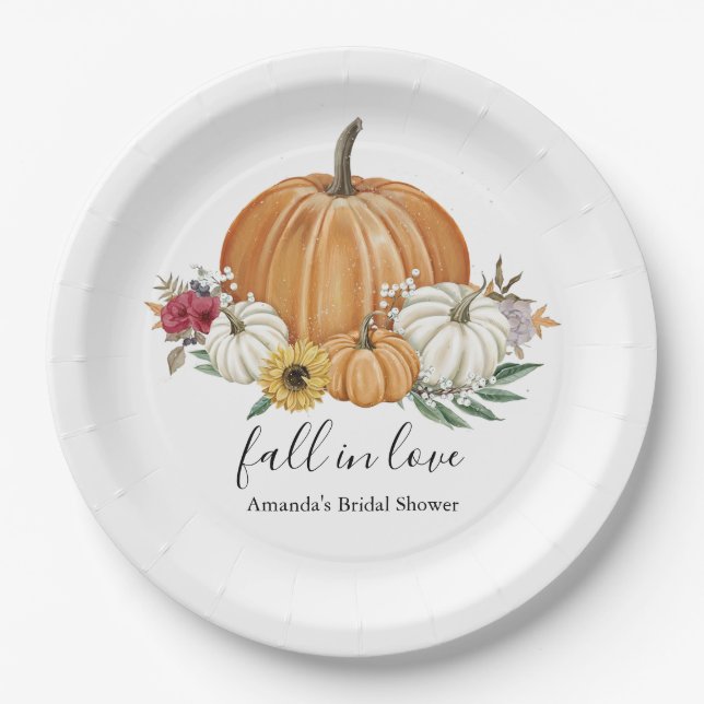 Pumpkin Fall Bridal Shower Paper Plates  (Front)