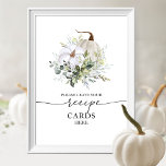 Pumpkin Fall Bridal Shower Recipe Cards Sign<br><div class="desc">Delicate watercolor greenery fall bridal shower recipe cards sign. Easy to personalize with your details. Please get in touch with me via chat if you have questions about the artwork or need customization. PLEASE NOTE: For assistance on orders,  shipping,  product information,  etc.,  contact Zazzle Customer Care directly https://help.zazzle.com/hc/en-us/articles/221463567-How-Do-I-Contact-Zazzle-Customer-Support-.</div>