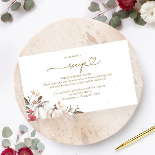 Pumpkin Fall Bridal Shower Recipe Request Enclosure Card