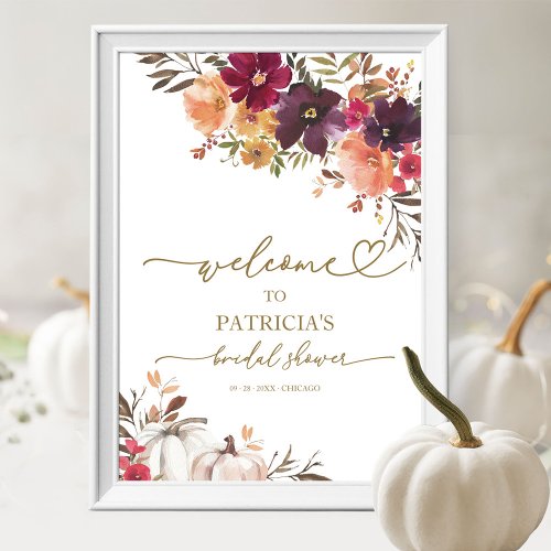 Pumpkin Fall Bridal Shower Welcome Sign