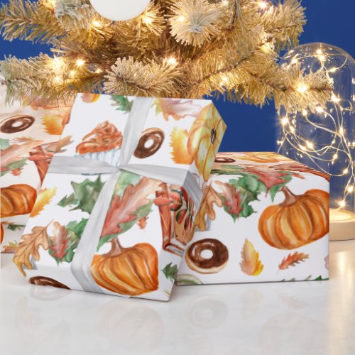 Pumpkin fall collage candy treats collage autumn wrapping paper