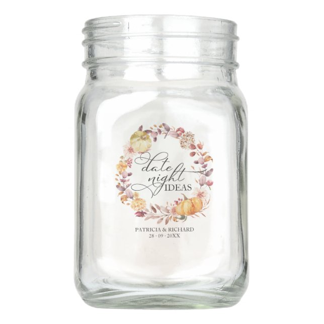 Pumpkin Fall Date Night Jar Bridal Shower Wedding (Front)