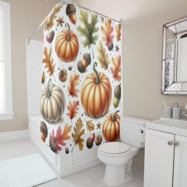 Pumpkin Fall Designed Shower Curtain (In Situ)