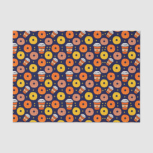 Pumpkin Fall Donuts & Coffee Thanksgiving Blue Tissue Paper