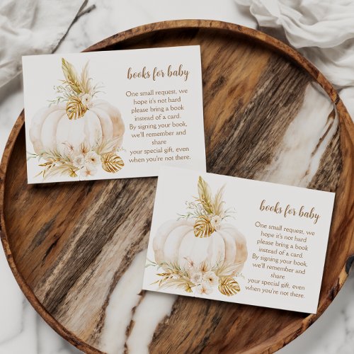 Pumpkin Fall Elegant Minimal Floral Books for Baby Enclosure Card