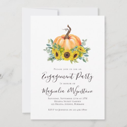 Pumpkin Fall Engagement Party Invitation